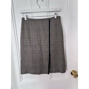 Brooks Brothers Wool Cashmere Houndstooth Plaid Tweed Slit Pencil Skirt Formal 2